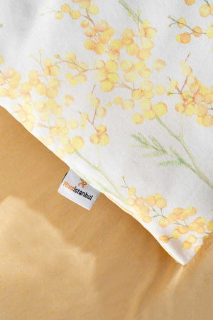 Lorisa Yellow Double Duvet Cover Set Cotton