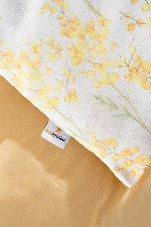 Lorisa Yellow Double Duvet Cover Set Cotton