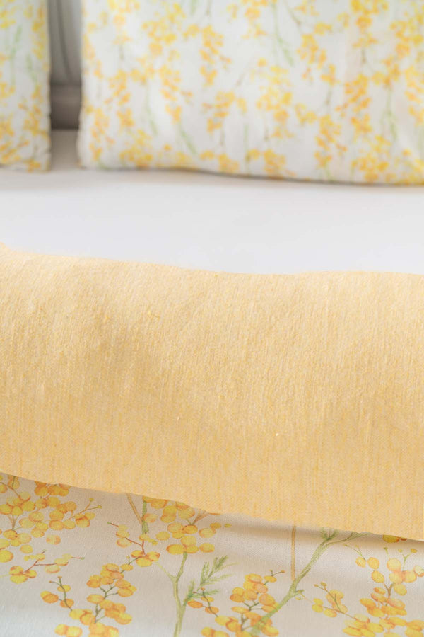 Lorisa Yellow Double Duvet Cover Set Cotton