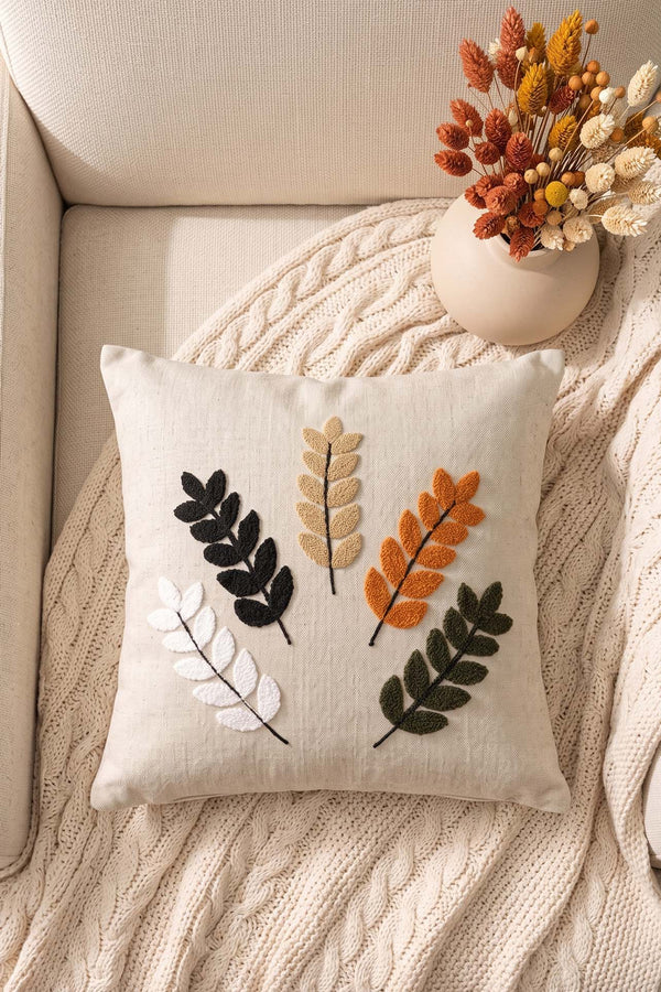 Colorful Olive Branch Patterned Punch Decorative Cushion Cover