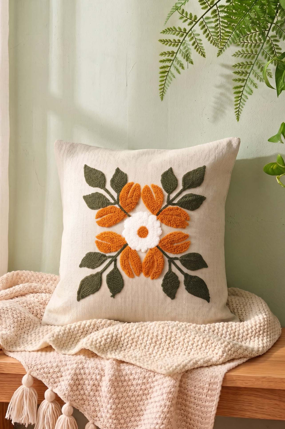 Orange Lily Pattern Punch Decorative Cushion Cover