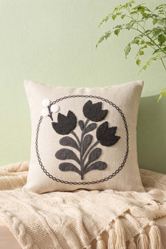 Black Tulip Pattern Decorative Punch Cushion Cover