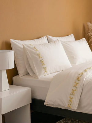 Alissa White Floral Embroidered Cotton Double Duvet Cover Set – 6 Pieces