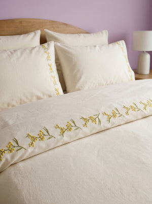Alissa White Floral Embroidered Cotton Double Duvet Cover Set – 6 Pieces
