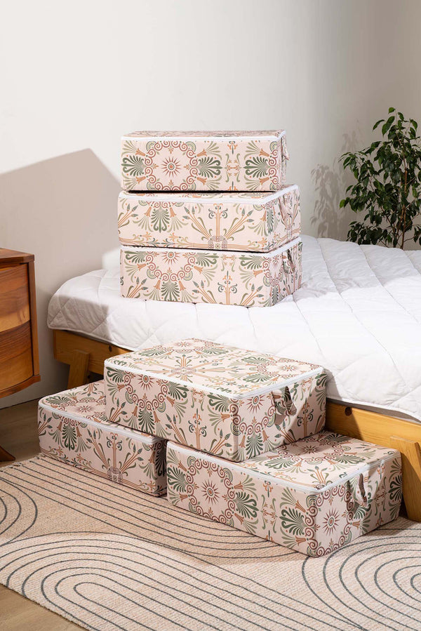 Ethnic Palace Patterned 6-Piece Zip Storage Set for Under Bed and Sofa Bed