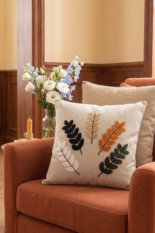 Colorful Olive Branch Patterned Punch Decorative Cushion Cover