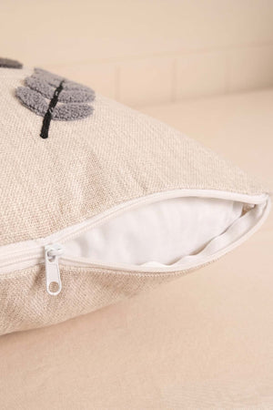 Gray Olive Branch Patterned Punch Decorative Cushion Cover
