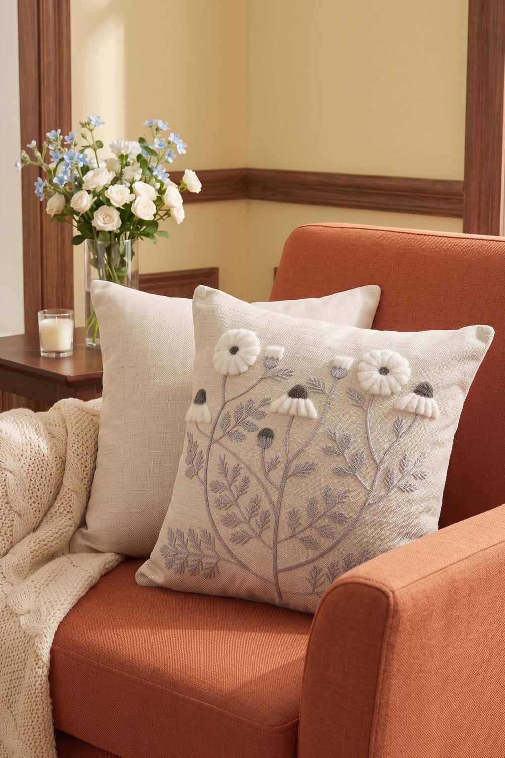 Mixed Floral Patterned Punch Decorative Cushion Cover