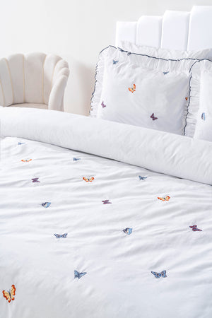 Butterfly Double Embroidered Duvet Cover Set & Bridal Set 100% Cotton