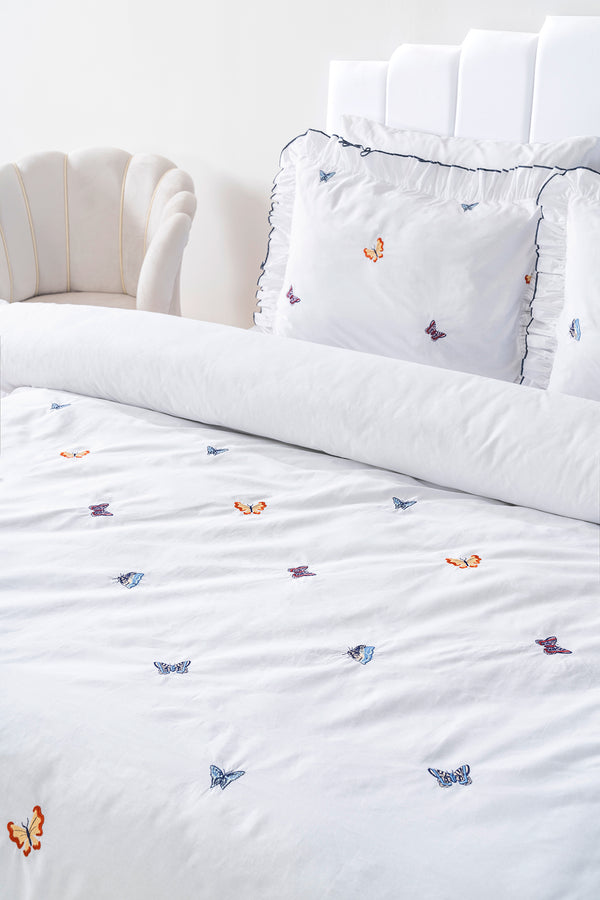 Butterfly Double Embroidered Duvet Cover Set & Bridal Set 100% Cotton