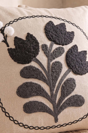 Black Tulip Pattern Decorative Punch Cushion Cover