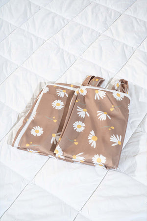 Brown Daisy Patterned 6-Piece Zip Storage Set for Under Bed and Sofa Bed