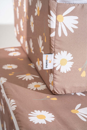 Brown Daisy Patterned 6-Piece Zip Storage Set for Under Bed and Sofa Bed