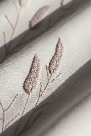 Light Grey Willow Breeze Pattern Double Embroidered Bedspread Set