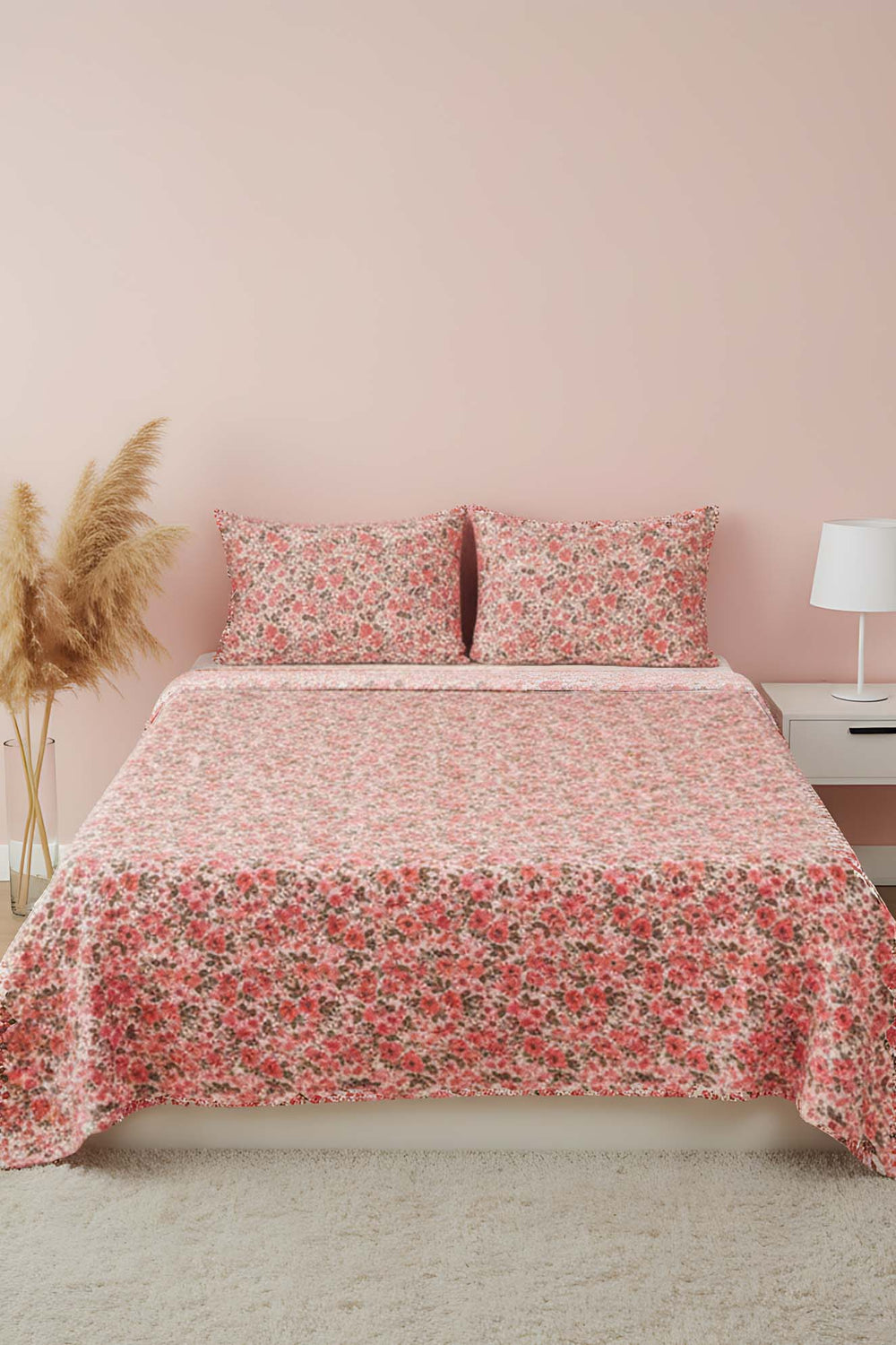 Pink Spring Double Plush Blanket – Extra Soft, Warm 100% Polyester Throw, 200x215 cm