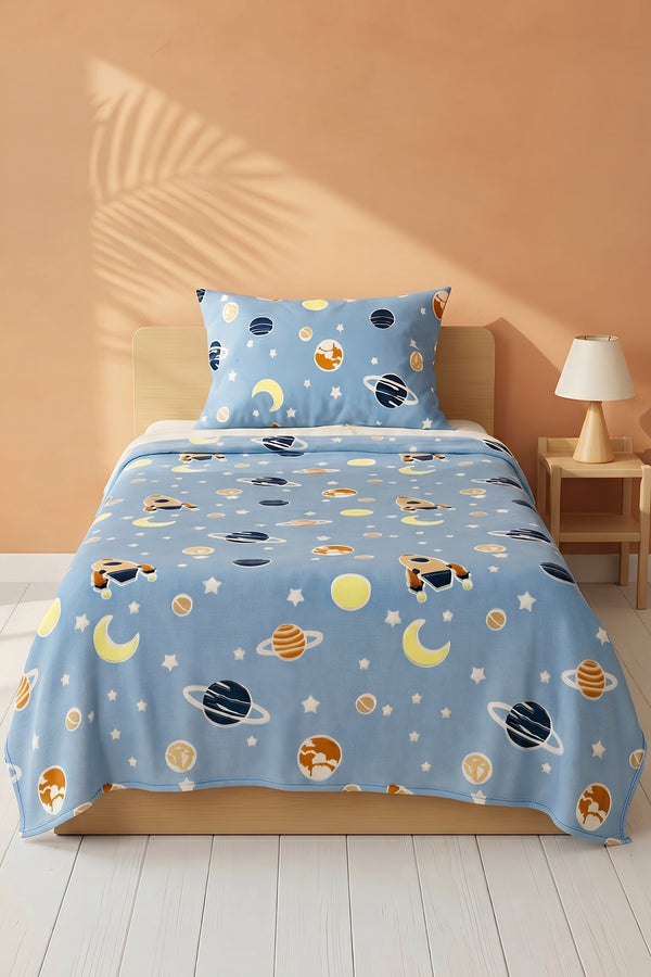 Space Patterned Plush Kids Blanket,/ Wellsoft Throw/Blanket ,Ultra Soft Polyester, 180x215 cm