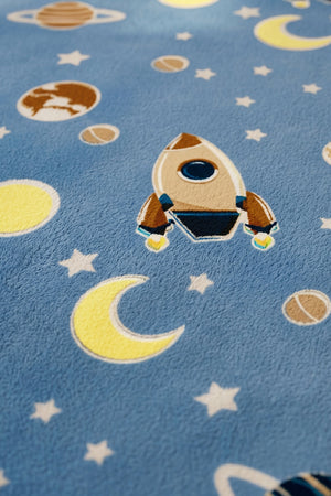 Space Patterned Plush Kids Blanket,/ Wellsoft Throw/Blanket ,Ultra Soft Polyester, 180x215 cm