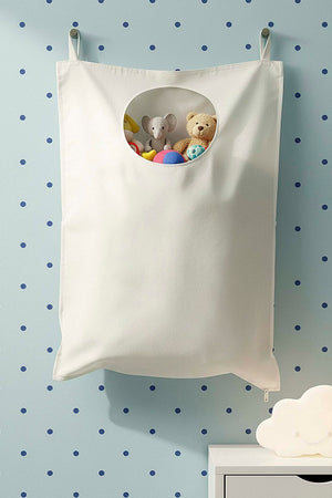 White Zippered Over-the-Door Laundry & Toy Storage Bag