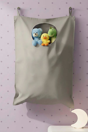 Grey Zippered Over-the-Door Laundry & Toy Storage Bag
