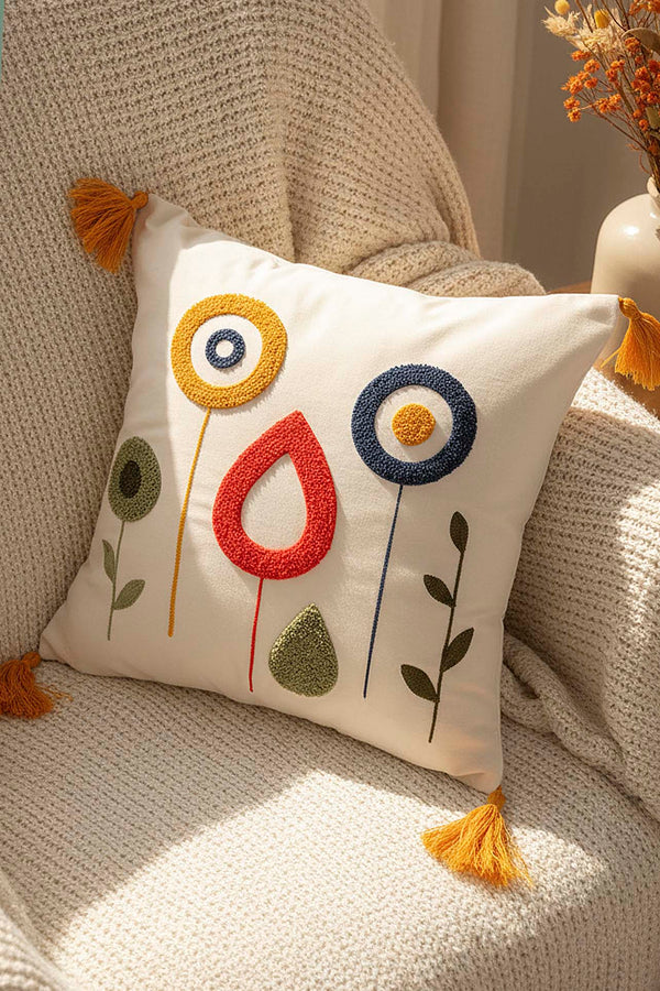 Modern Floral Pattern Punch Decorative Cushion Cover