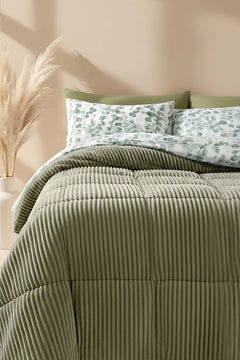 Eucalyptus Single/Twin Deluxe Sleep Set – Reversible Wellsoft & Cotton Quilt, 2-Piece, 165x200 cm