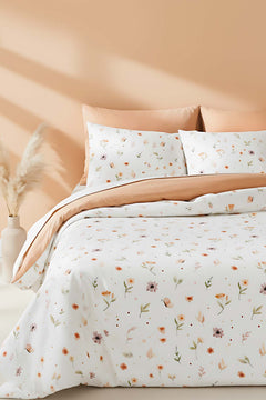 Soft Flower Polycotton Single Duvet Cover Set – Zipper Closure, 2-Piece, 160x215 cm