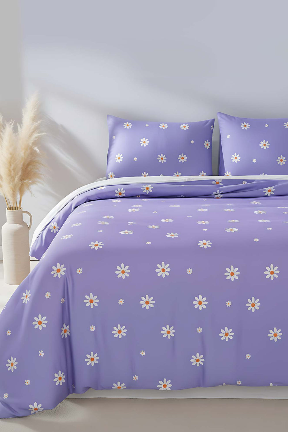 Purple Daisy Double Cotton Duvet Cover Set