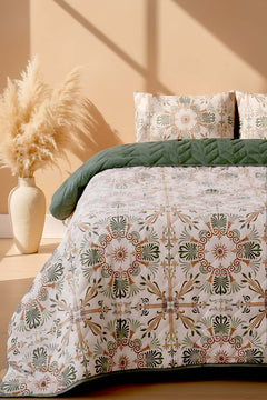 Ethnic Palace Polycotton Quilted Throw/Multi-Purpose Bedspread – Double Size, Breathable, Single Piece, 200x200 cm