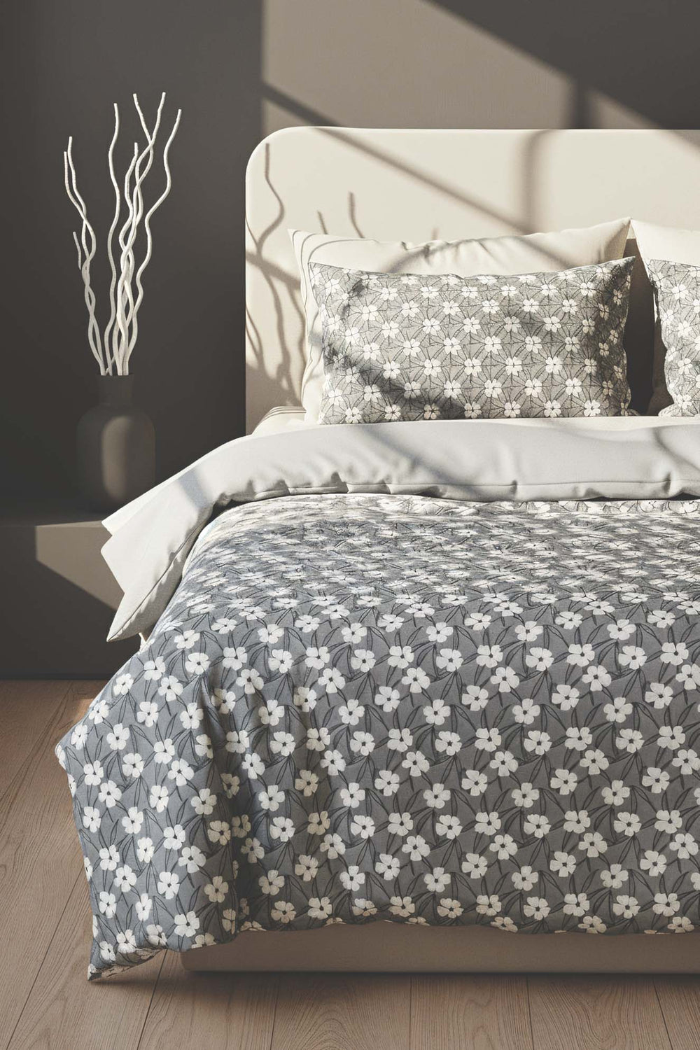 Henna Grey Double Bedding Set Cotton