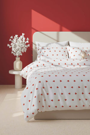 Red Heart Double Bedding Set Cotton
