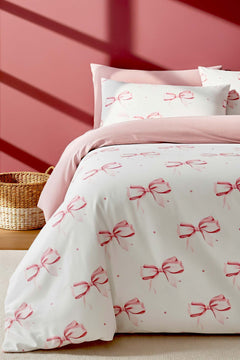 Ribbon Pattern Polycotton Double Size Duvet Cover Set, Zipper, 200×215 cm, 3-Piece