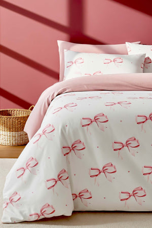 Ribbon Pattern Single Duvet Cover Set – Cotton