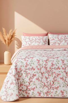Sakura Polycotton Quilted Throw/Multi-Purpose Bedspread – Double Size, Breathable, Single Piece, 200x200 cm