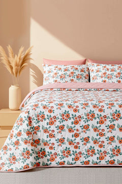 Mira Terracotta Polycotton Quilted Throw/Multi-Purpose Bedspread – Double Size, Breathable, Single Piece, 200x200 cm