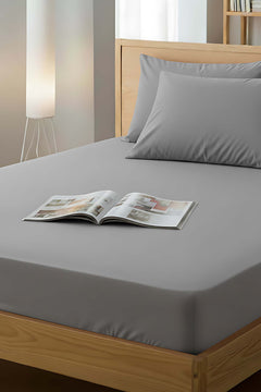 Gray Single Size Polycotton Fitted Sheet – Breathable, Non-Sweating, Single Piece, 100x200 cm