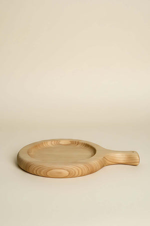 Wooden Chestnut Wood Carved Round Serving Board, Presentation Stand