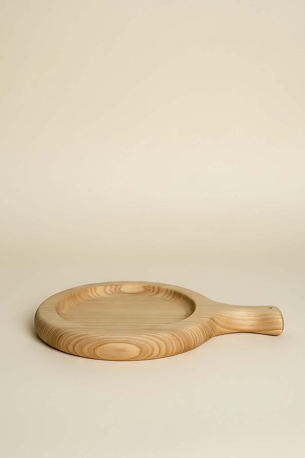 Wooden Chestnut Wood Carved Round Serving Board, Presentation Stand