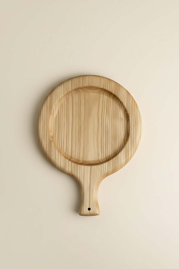 Wooden Chestnut Wood Carved Round Serving Board, Presentation Stand