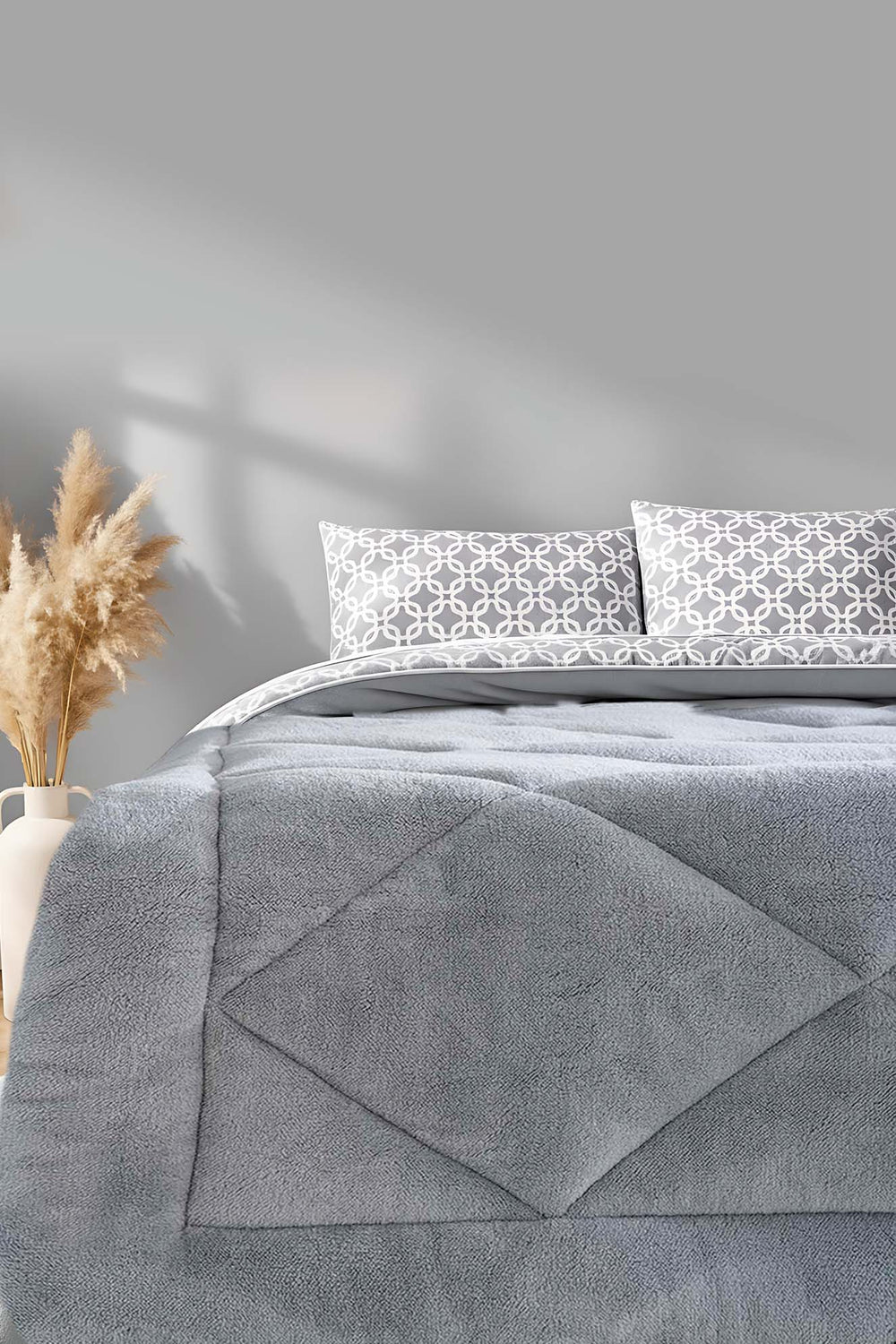 Gray Geometric Loura Single  Double-Sided Lux Wellsoft Duvet Set 155x215 cm