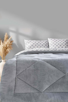 Gray Geometric Loura Double-Sided Luxury Wellsoft Duvet Set for Double Bed 195x215 cm