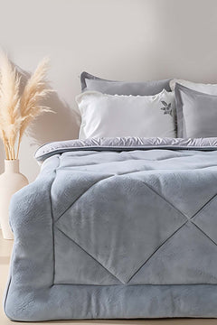 Gray Loura Single/Twin Ultra-Lux Reversible Comforter/Quilt – Wellsoft & 100% Cotton, All-Season, Single Piece, 155x215 cm