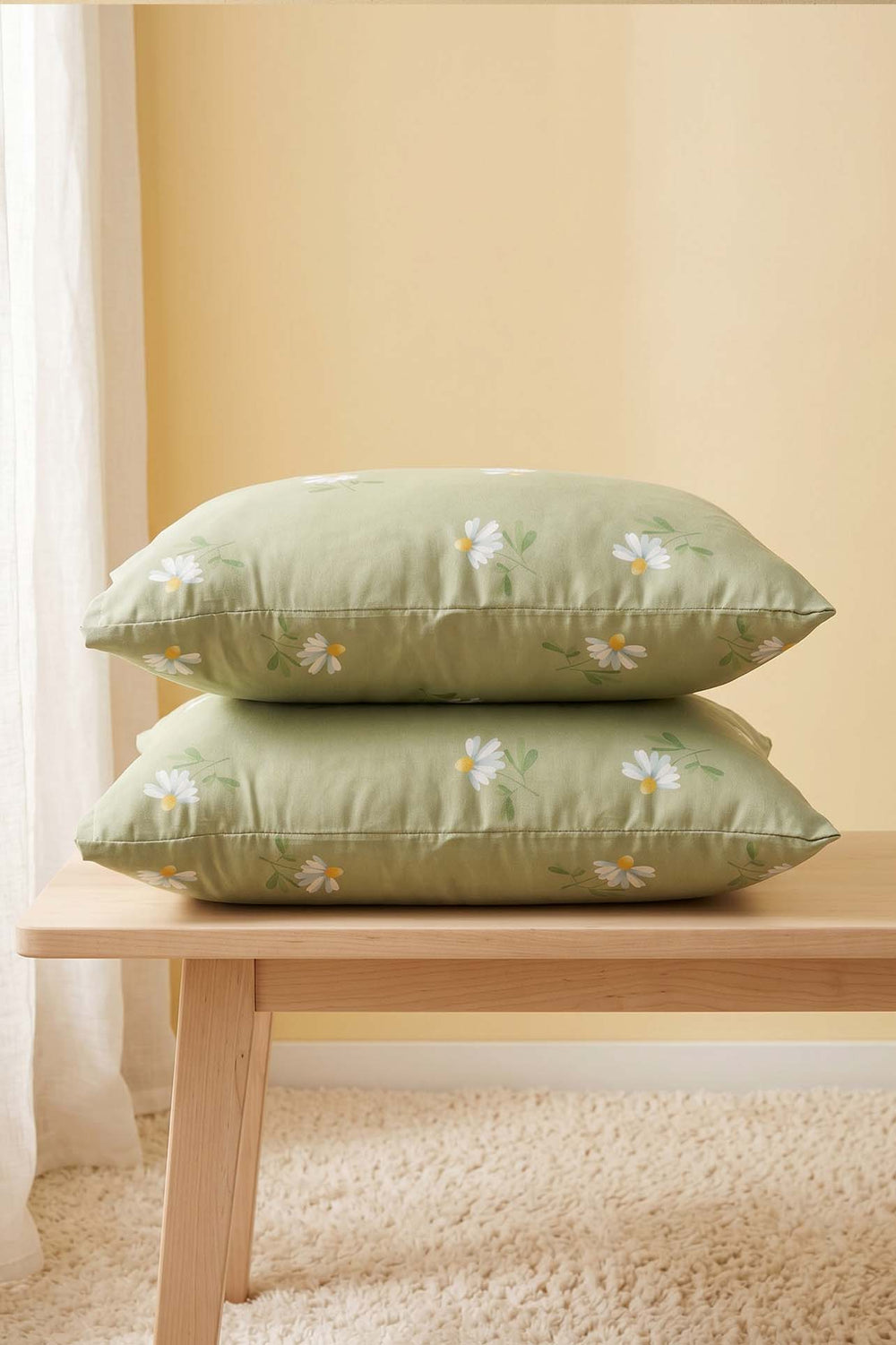 Green Daisy 2-Piece Pillowcase Set 50x70 cm