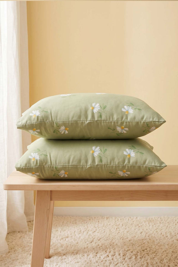 Green Daisy 2-Piece Pillowcase Set 50x70 cm