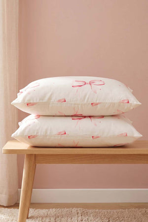 Ribbon Patterned Cotton 2-Piece Pillowcase Set 50x70 cm