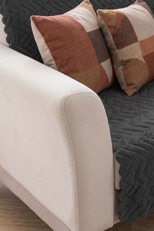 Anthracite Zigzag Patterned Welsoft Padded Sofa Cover – 170 × 210 cm