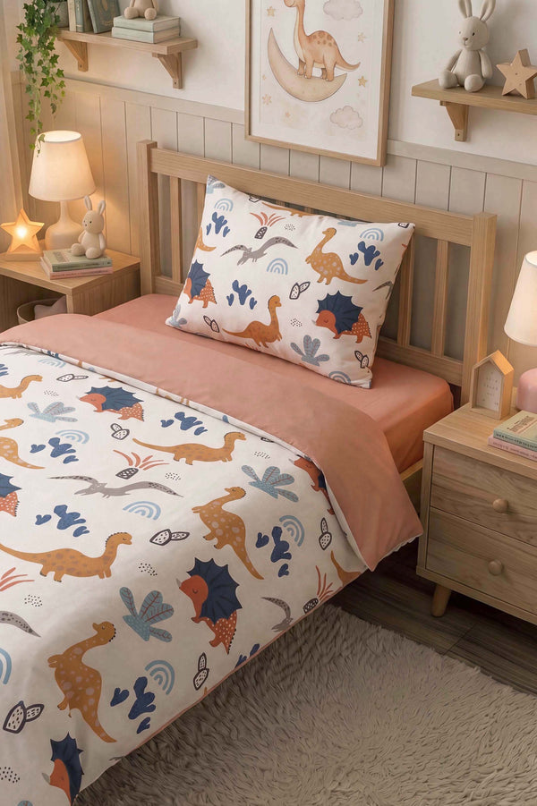 Dinosaurs Single Size Cotton Kids' Duvet Cover Set