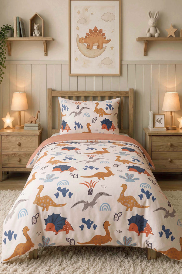 Dinosaurs Single Size Cotton Kids' Duvet Cover Set