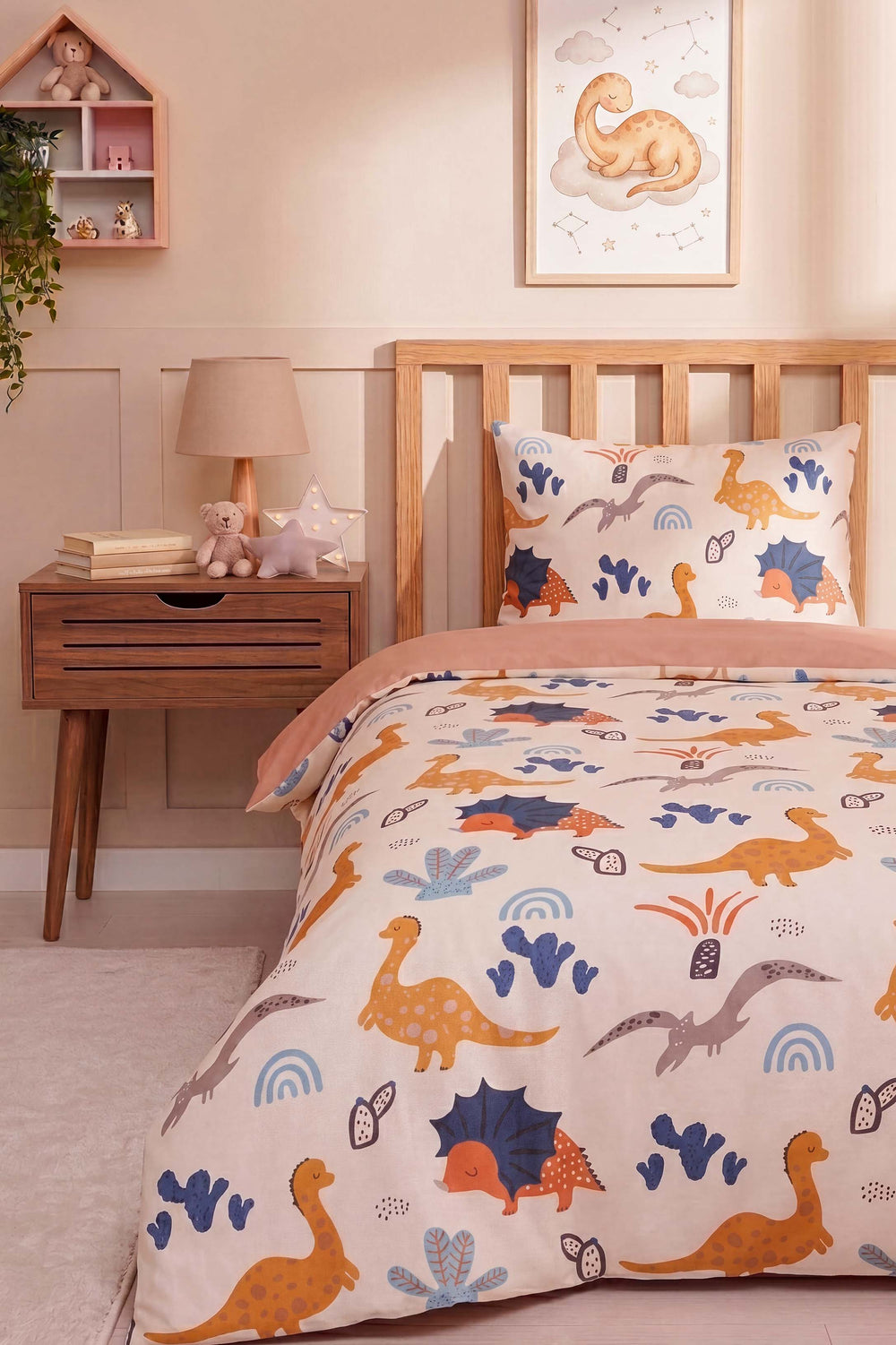 Dinosaurs Single Size Cotton Kids' Duvet Cover Set