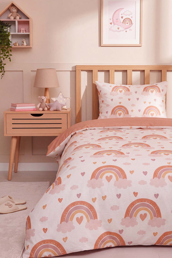 Bohemian Pastel Rainbow Single Cotton Duvet Cover Set