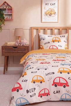Cute Cars Single Cotton Kids' Duvet Cover Set